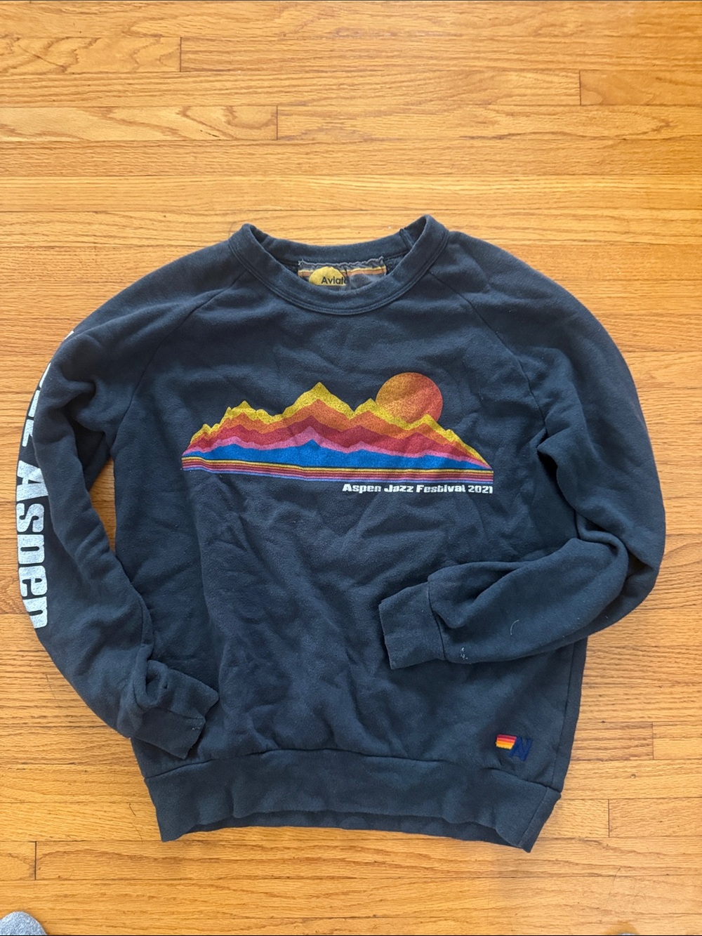 Aviator Nation Black Aspen Jazz Festival 2021 Crewneck with Rainbow Mountain
